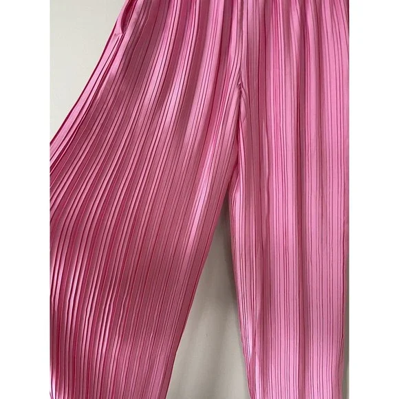 Free People Rococo Sand Women Wide Leg Pleated Mid Rise Pink Pants Sz XS New